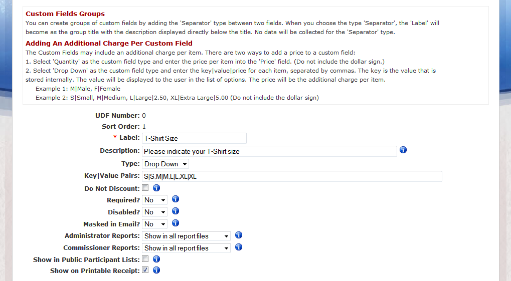 Build your own registration form to acquire specific information from your participants.